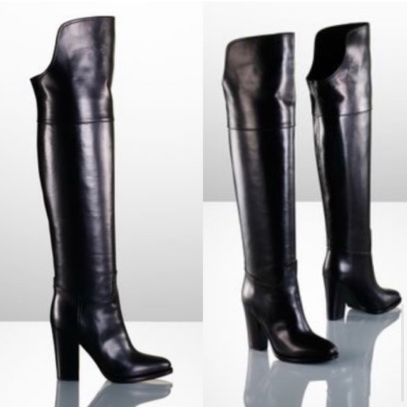 Ralph Lauren Shoes - Ralph Lauren Collection Black Leather Harrah Boots Size 7